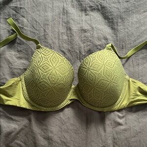 Elegant Olive Green Lace Bra